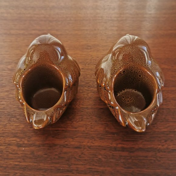 VTG PartyLite Brown Birds Set of 2 Ceramic Tealight Votive Holders 5.25" - Picture 3 of 11